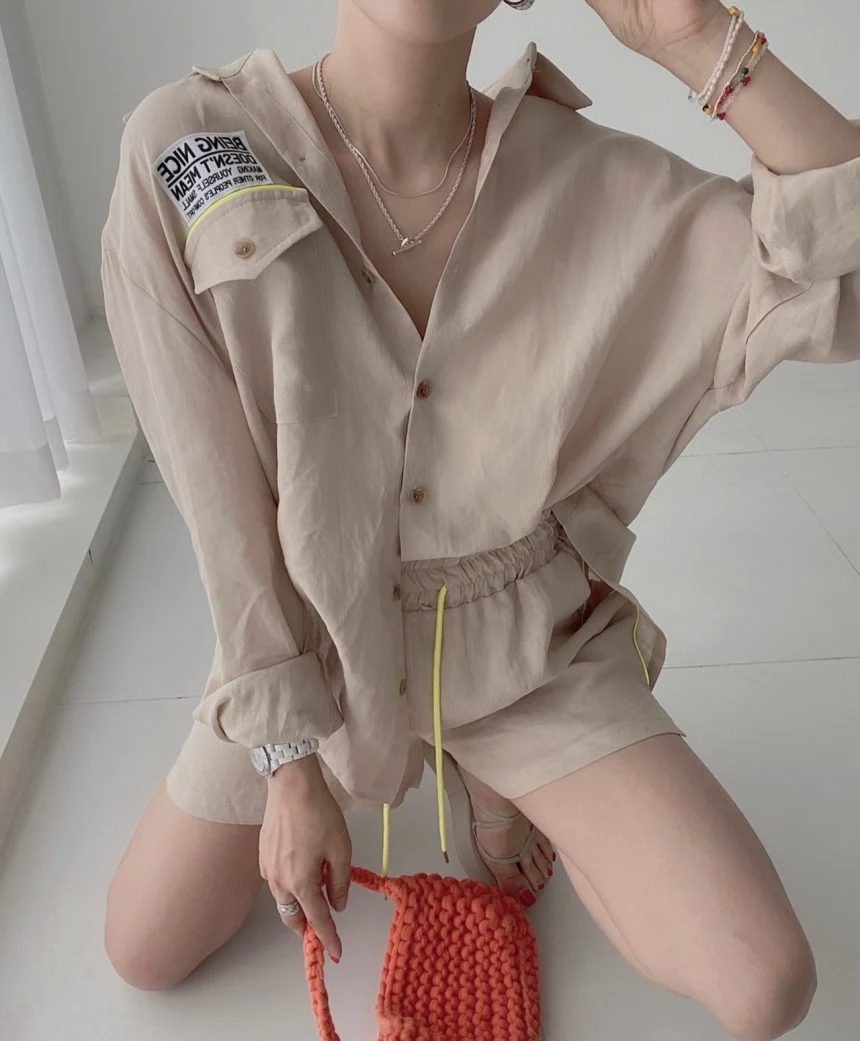 two piece skirt set Women Spring Summer 2 Piece Shorts Set Female Blouse Shirt & High Waist Tracksuits Casual Fashion Pant Suit cute two piece sets