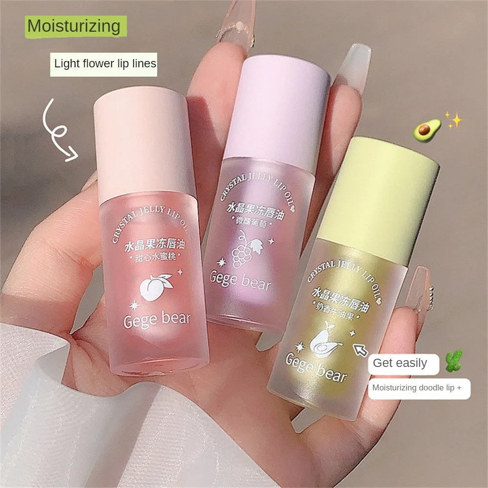Fruity Crystal Jelly Lip Oil Hydrating Plumping Lip Coat for Lipstick Clear Lip Plumper Serum Tint Lips Care Makeup Cosmetic 3