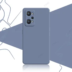 Luxurious Dual Liner Protective Phone Case - Square Liquid Silicone Shield Cover for Realme GT Neo2 (Gray)