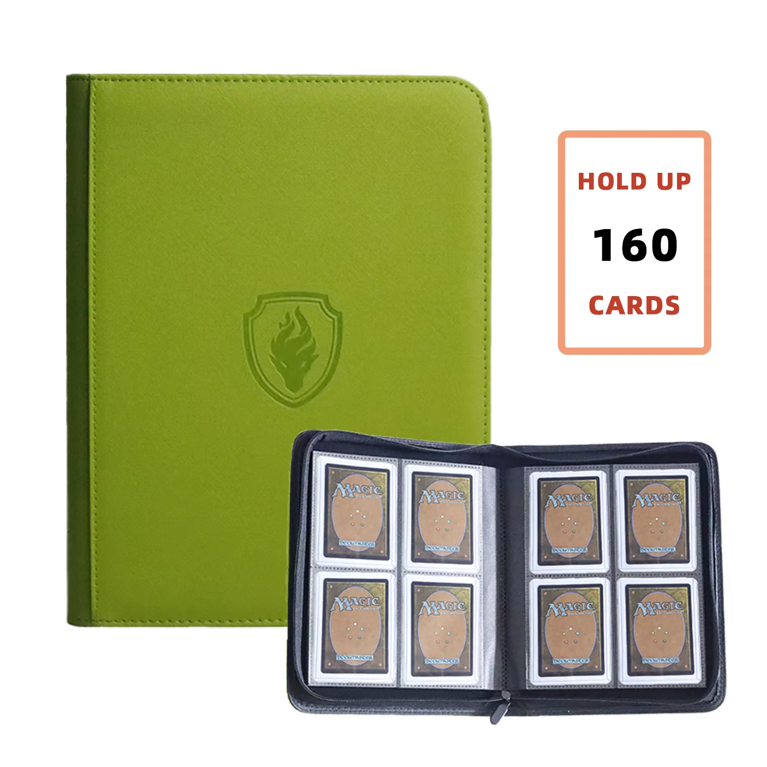Premium PU Leather Trading Card Binder with 4-Pocket Double-Sided Album - Holds 160 Cards