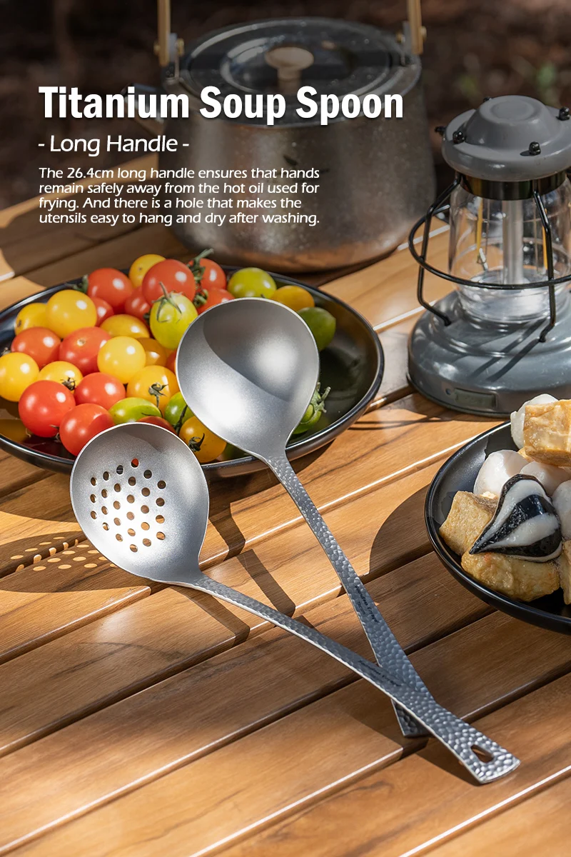 Boundless Voyage Long Handle Titanium Soup Ladle For Camping Cookware_voghion.com