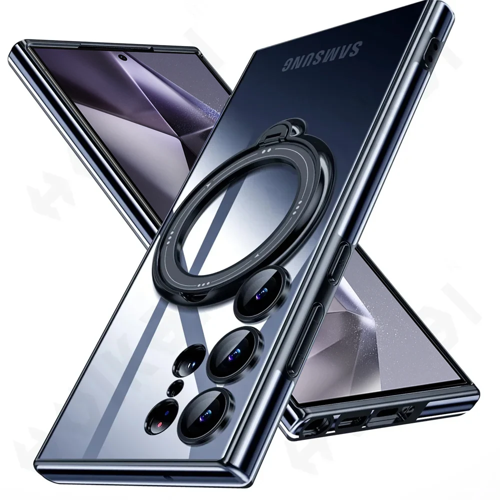 Custodia Per Samsung Galaxy S24 S23 Ultra Plus Note 20 Fe A54 A34 A14 5G Magsafe Anello Trasparente Ricarica Wireless Copertura Magnetica Per Lenti