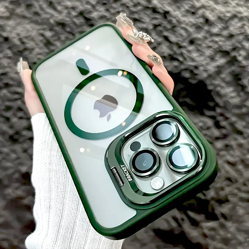 ตัวเลือกสินค้า เคสกันกระแทกแม่เหล็กสุดหรูสำหรับ iPhone พร้อมขาตั้งและฝาปิดเลนส์