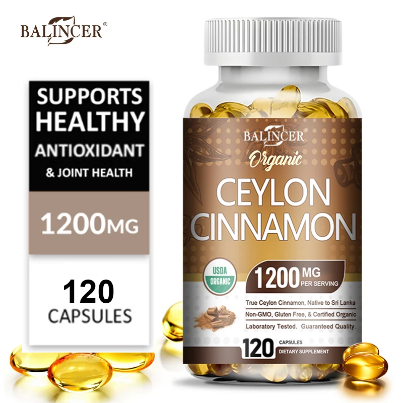 

Ceylon Cinnamon Capsules, 1200 Mg Per Serving Helps Regulate Blood Sugar Levels Supports Bone and Joint Health