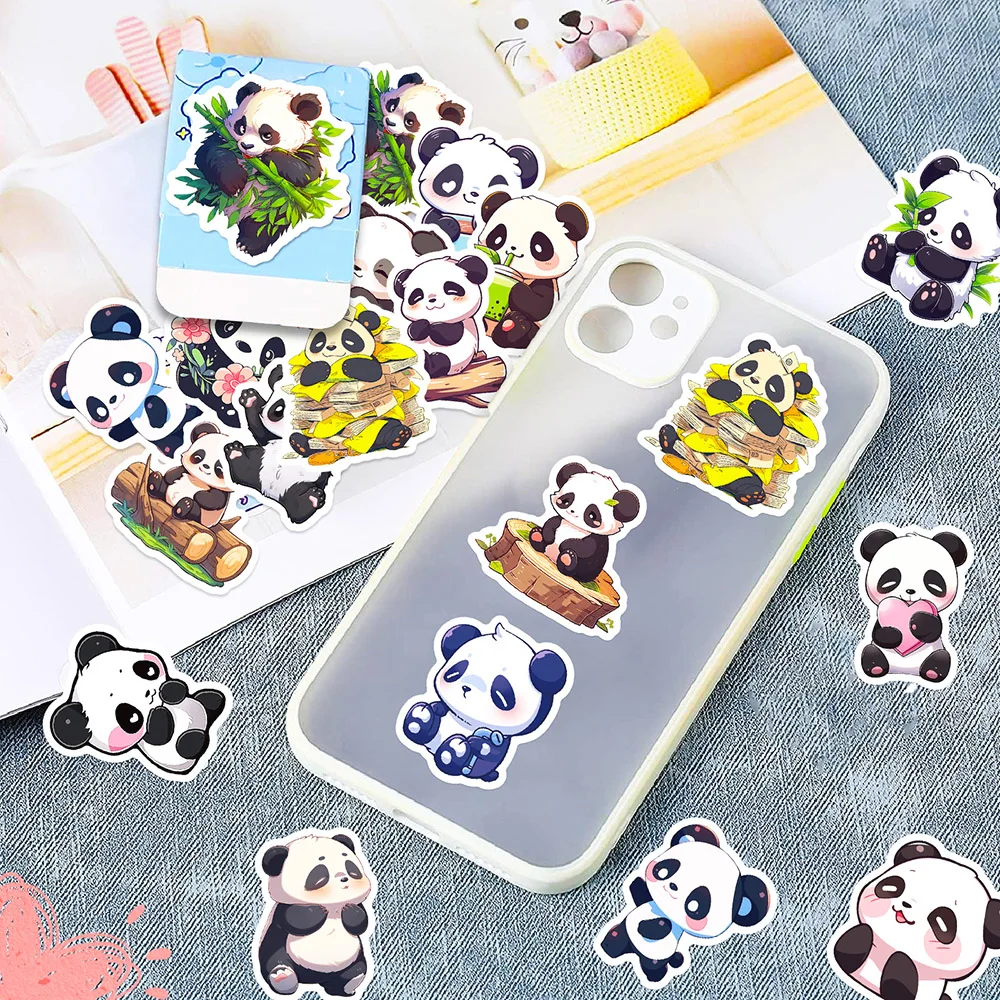 10/50Pcs Cartoon Cute Kawaii Panda Varied Stickers Pack for Kids Travel Luggage Notebook Phone Helmet Decoration Graffiti Decals