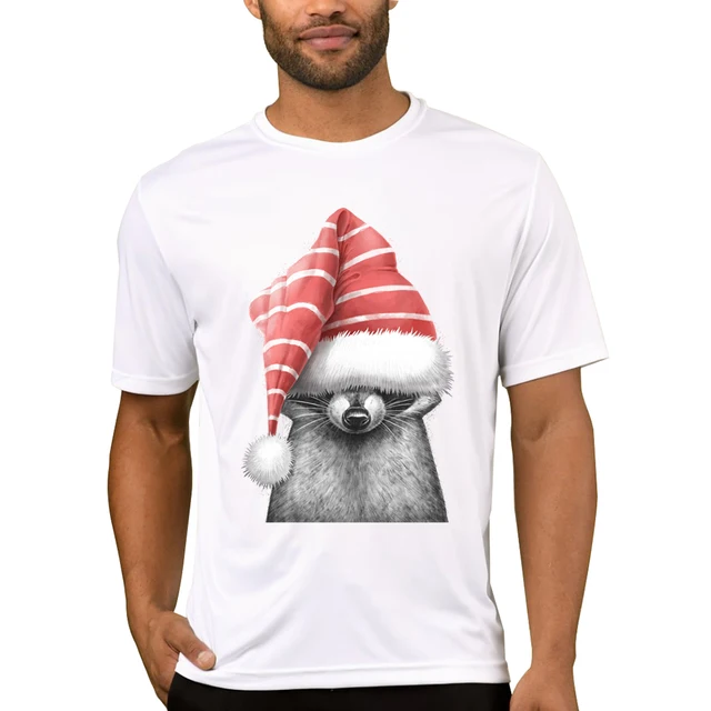 TEEHUB Maglietta con procione in un cappello, grafica streetwear, manica corta, regali di Natale, stile estivo_voghion.com
