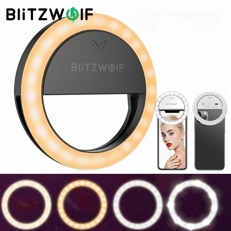Blitzwolf Bw-Sl0 Pro Xj17 Led Ring Light Clip-On Fill Light 600Mah 1000 Lumen Mini Luci Selfie Portatili Ad Alta Luminosità