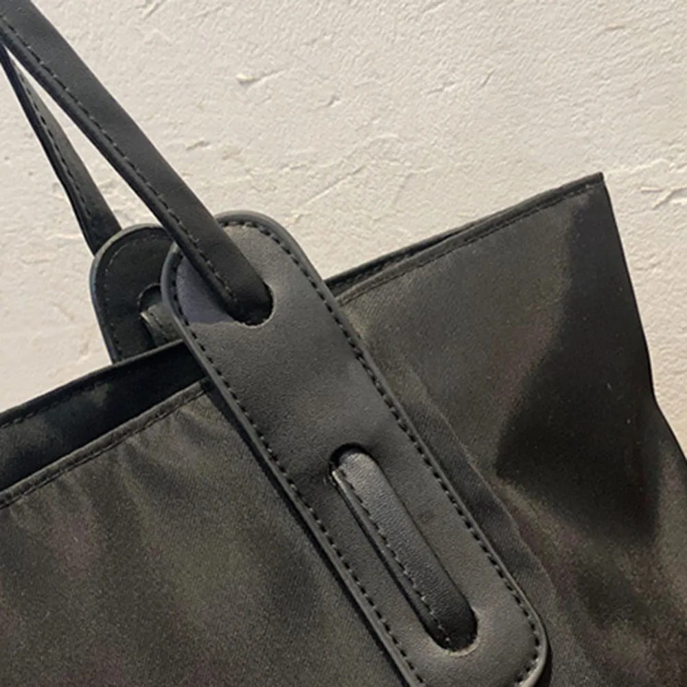 Damen große Kapazität Einkaufstasche Nylon einfache Achsel Tasche mit Reiß verschluss einfarbige Umhängetasche Reise vielseitige Einkaufstaschen – Detail 12
