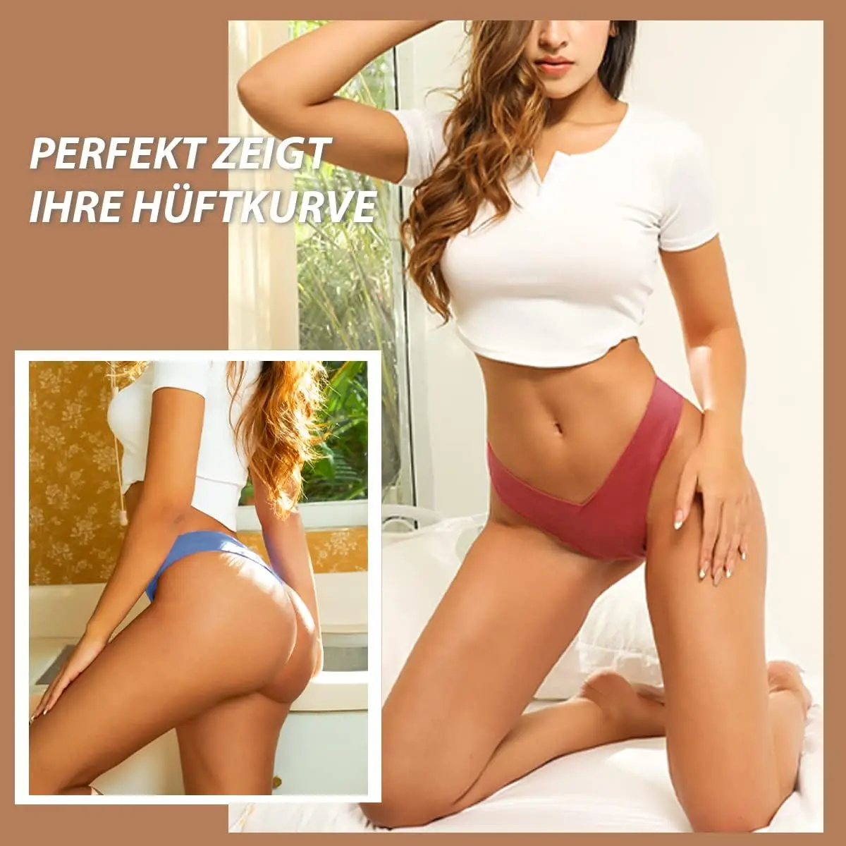 Pack of 5 Thong Women's Underwear Cotton Underpants Breathable Soft Comfortable Lingerie Stretch Thong Set for Women S-XL P
