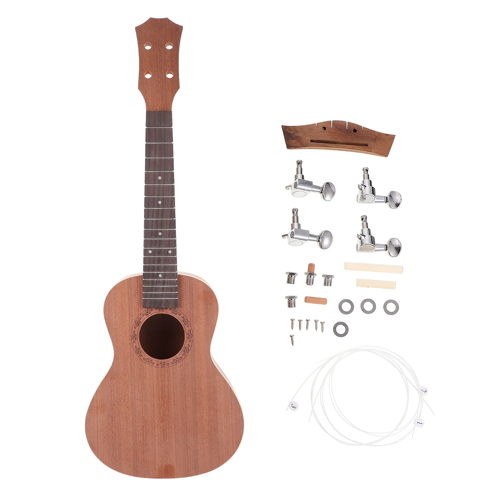 

23 Inch Ukulele Manual Kit Handmade Children Decor Kids Wooden Toys Suite Parent-child Instrument DIY Portable Guitar