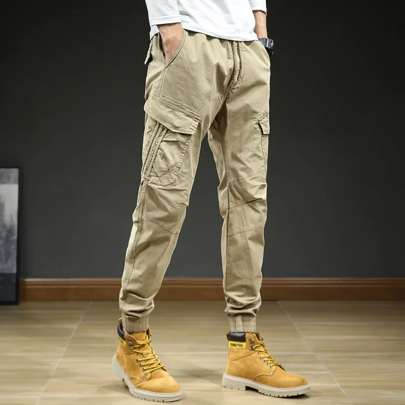 

2023 Autumn Men Multi-Pocket Cargo Pants Men Design Cotton Harem Pants Street Punk Hip Hop Casual Male Army Trousers Joggers 38