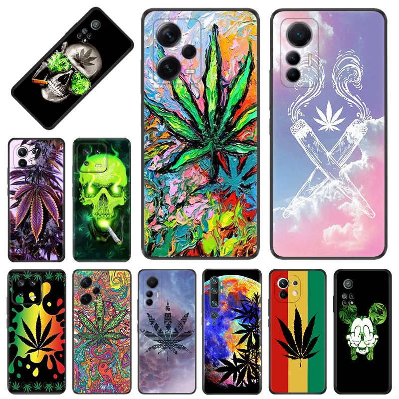 Abstractionismo Art High Weed Custodie Per Telefoni Nere Per Xiaomi 12S 12T 12 13 Lite Mi Cc9 Redmi A1 A2 12C Note12 Pro 4G 5G Plus Cover