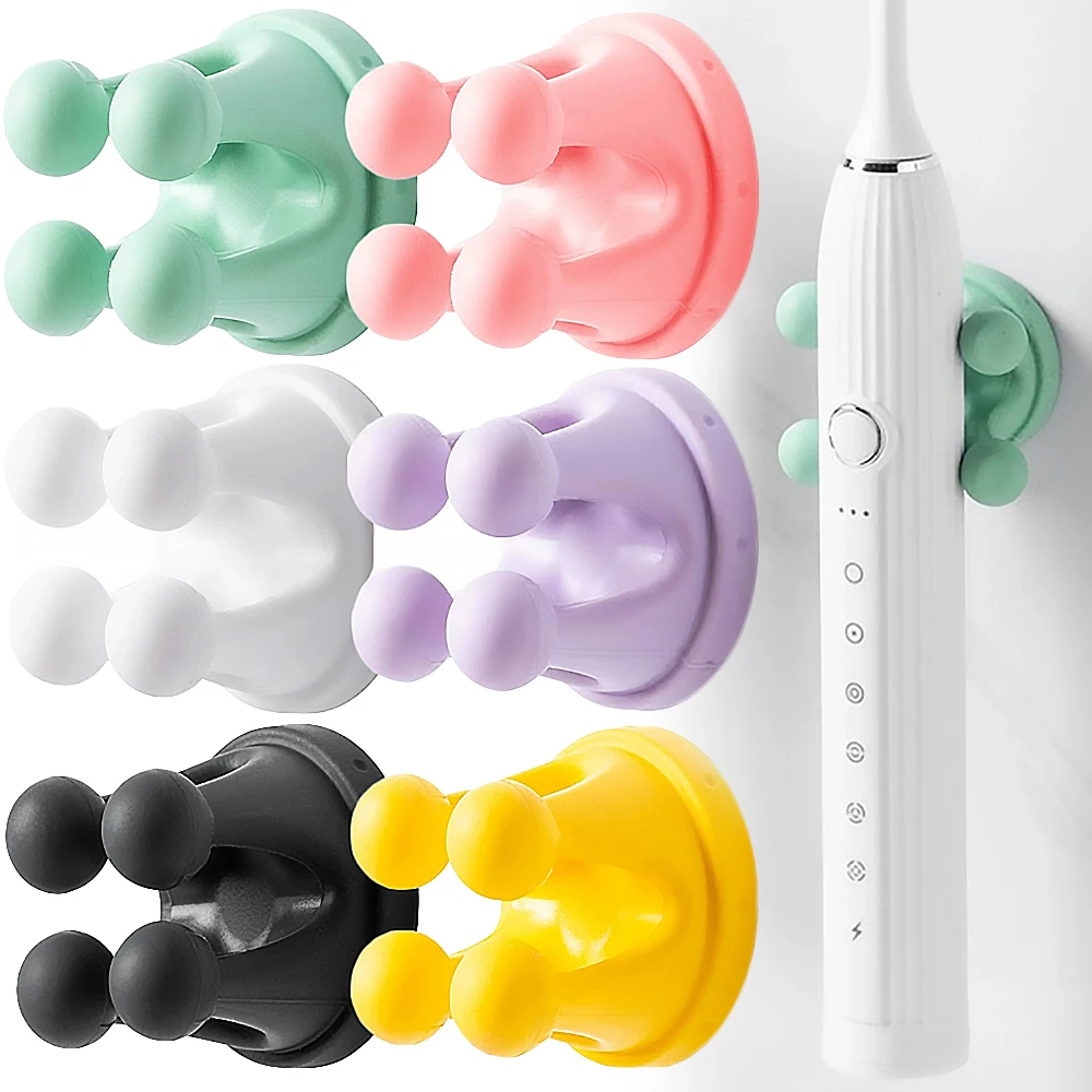 6Pcs Toothbrush Holder Punch Free Silicone Hook for Bathroom Razor Holder Dorm Waterproof Bathroom Kitchen Organizer