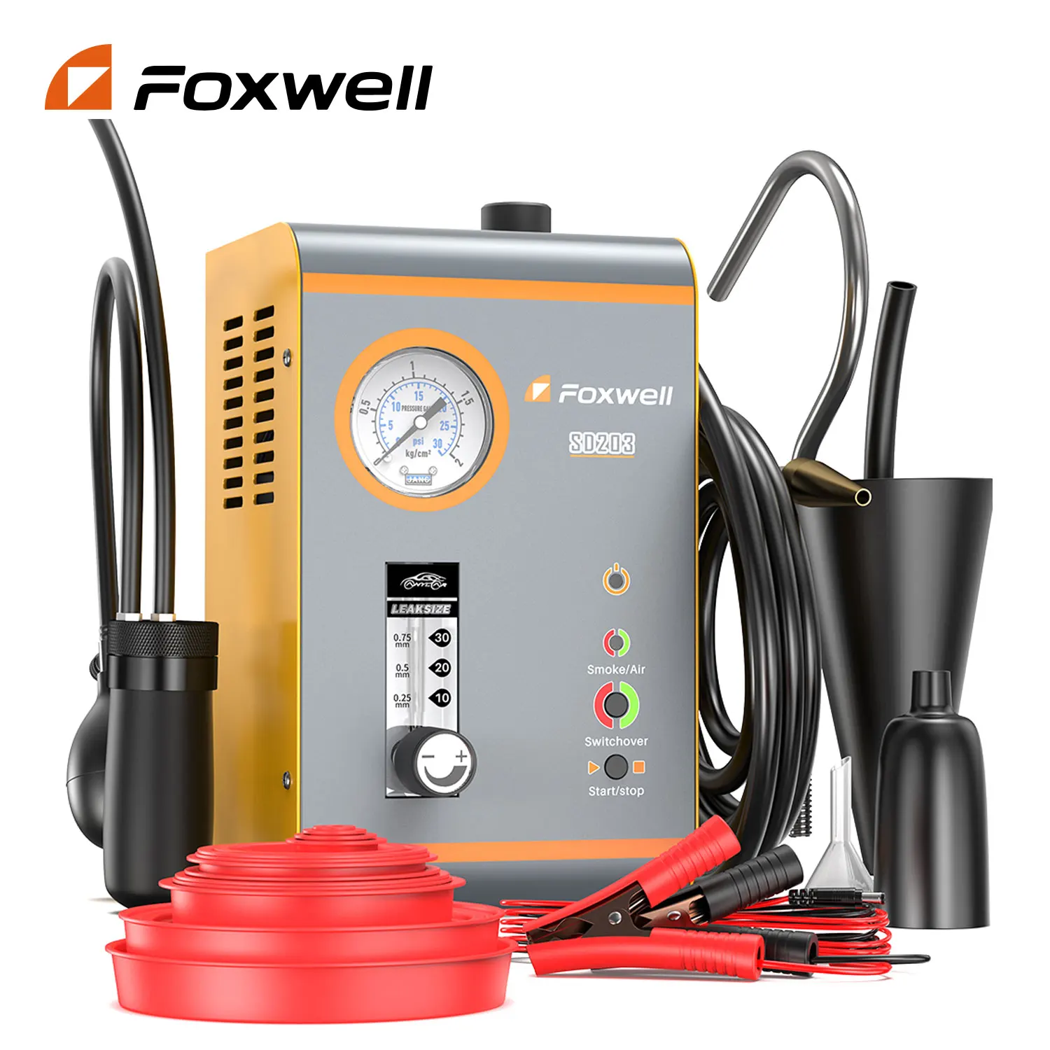 FOXWELL SD203 Automotive Smoke Machine Built-in Air Pump EVAP Vacuum Leak Detector Dual Mode Car Pipe Leakage Diagnostic Tester