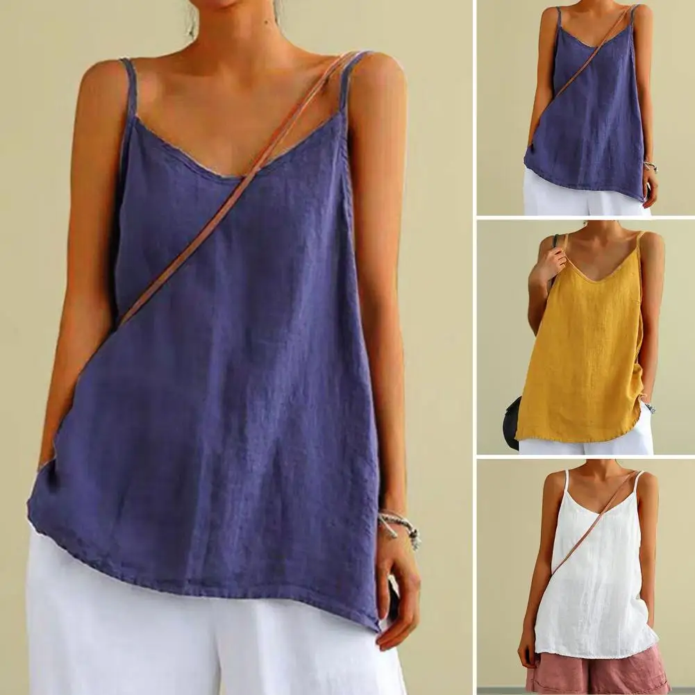 

Charming Shrink Resistant Backless Lady Solid Color Sling Blouse Top Female Clothing Women Vest Bottoming Vest