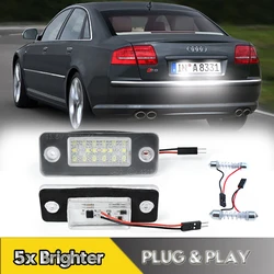 2Pcs Canbus Car Rear LED Number License Plate Lights Lamps For Audi A8 S8 Quattro D3 4E2 4E8 2002-2009 White OEM#4E0943021