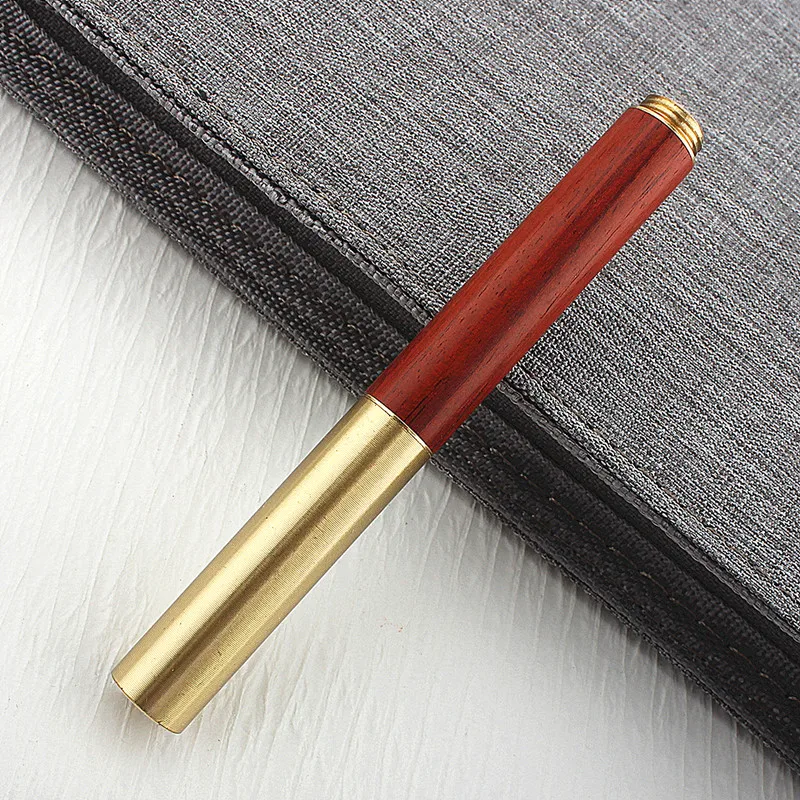 Mini Short Bronze Wood Fountain Pen Handmade Natural Wooden  Fine 0.5mm Beautiful Writing Ink Pen for Office Business School bronze wood