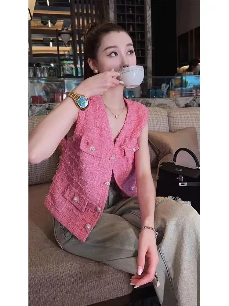 Spring Summer 2023 New Western Fashionable Tweed Vest Coat