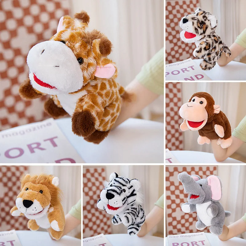 6 Styles Animals Plush Hand Puppet Toy Cute Giraffe Lion Monkey Elephant Tiger Stuffed Doll Telling Playing Learning Soft Toys