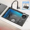 Cup Washer Hidden Bar Kitchen Sink Stainless Steel Invisible Single Sinks with Lid Garden Hotel Apartment Small Basin 1