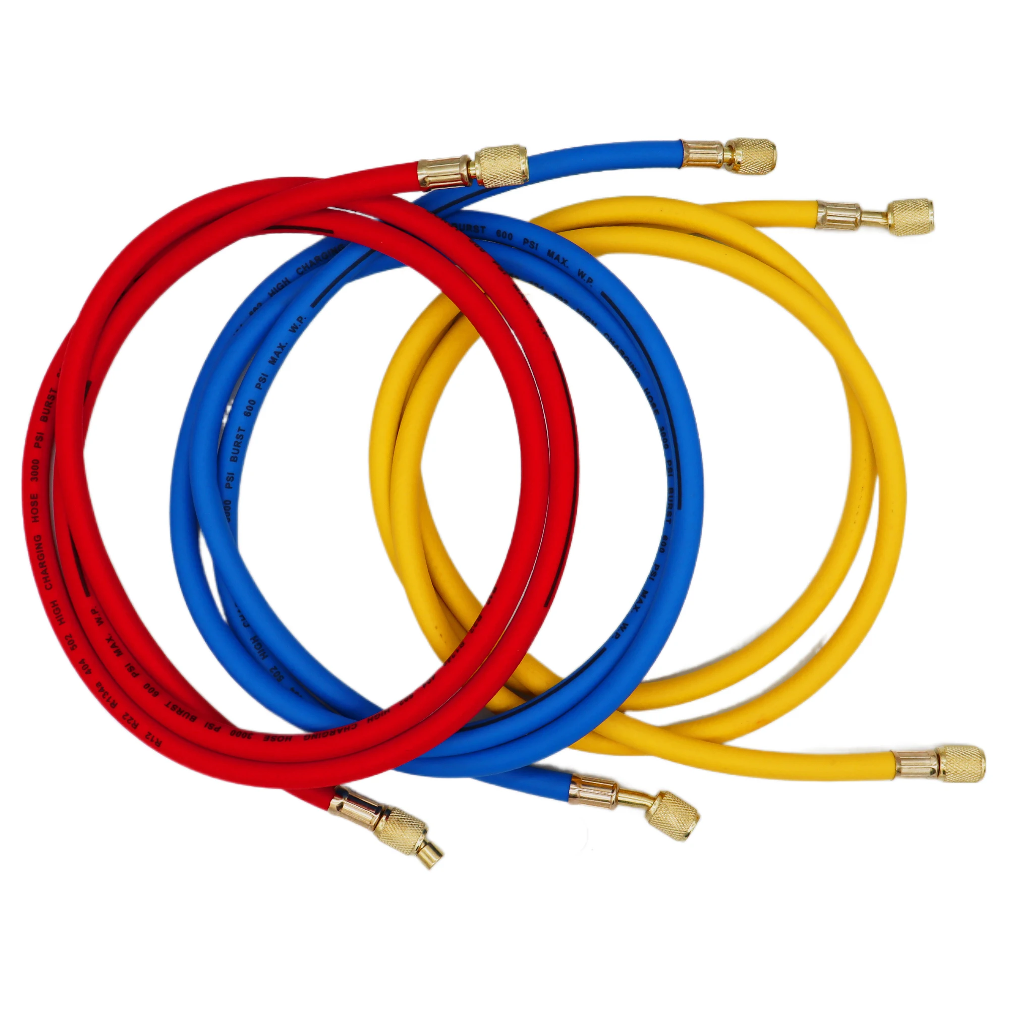 Description Picture 6 of item3000psi R22 1/4 inch AC Charging Hose Tube HVAC Gauges Hoses Refrigerant Charging Hose for R134A R12 R22 R502 Manifold Hose Set