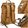 Vintage Leather Man16 inch Laptop Backpack Waxed Canvas Shoulder Rucksack Carry-On Travel Backpack for Men Women 3