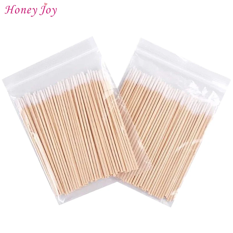 300PCS Short Wood Handle Small Pointed Tip Head Cotton Swab Eyebrow Tattoo Beauty Makeup Color Nail Seam Dedicated Dirty Picking