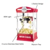 Movie Style Retro 4oz Popcorn Maker Stainless Steel Kettle Compact Tabletop Machine Kit Tray Scoop Light Bulb Red Mini Cinema 3