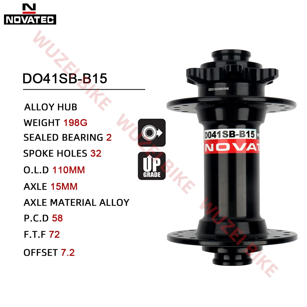 NOVATEC 쓰루 액슬 산악 자전거 프론트 허브, 시마노 MTB 액슬 허브용 프론트 허브, D041SB-15/B15, 32H, 15X110MM, 15X100MM