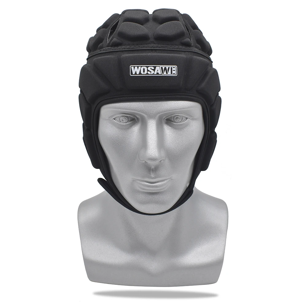 WOSAWE Football Soccer Goalkeeper Rugby Cap Head Guard Goalie Hat Soft Helmet Adjustable Head Protector Cycling Sking Skateboard