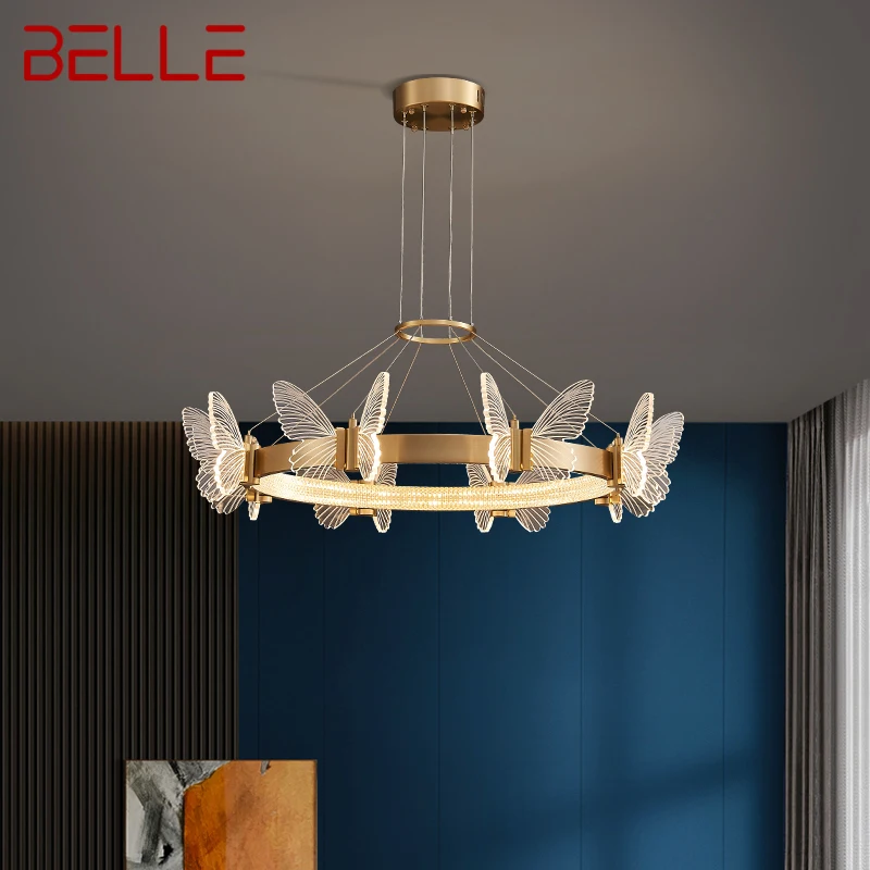 

BELLE Copper Butterfly Chandelier Luxury LED 3 Colors Hanging Light Specially Creative Decorative For Living Dining Room