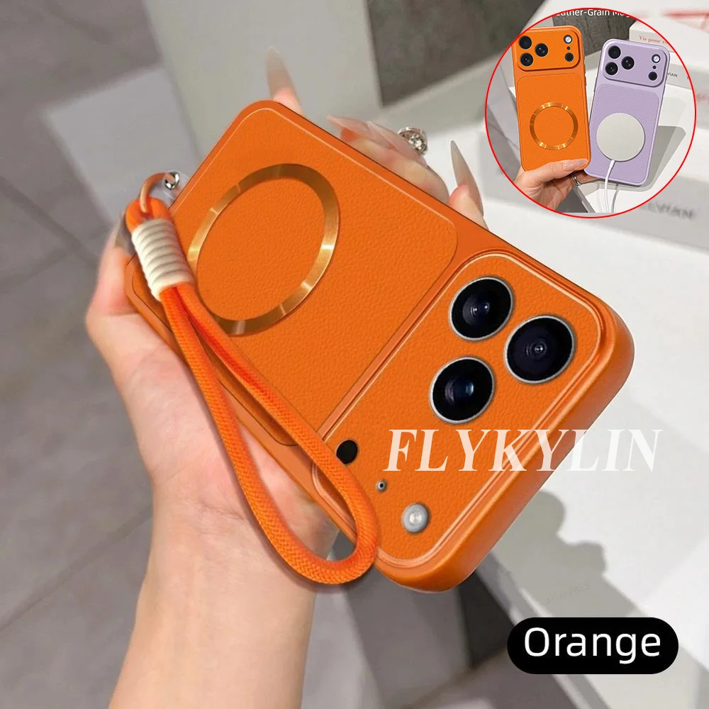 Litchi Texture Protective Phone Case with Magnetic Attraction and Hanging Rope