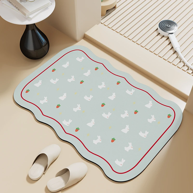 Bathroom floor mat, diatom mud absorbent mat, bathroom bath non-slip foot mat, special-shaped small fresh household carpet 3