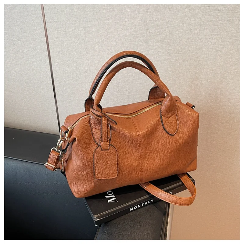 Retro Large-capacity Bag for Women 2025 Spring and Autumn Fashion Frosted Bag Portable Commuting Tote Bag