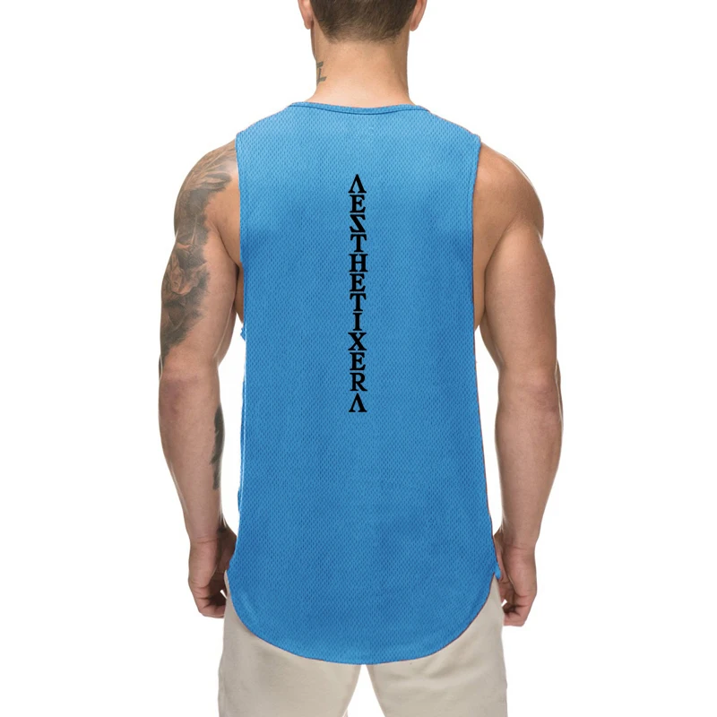 

Mens Gym Fashion Running Workout Training Mesh Casual Tank Top Fitness Sporting Sleeveless Quick Dry Singlets