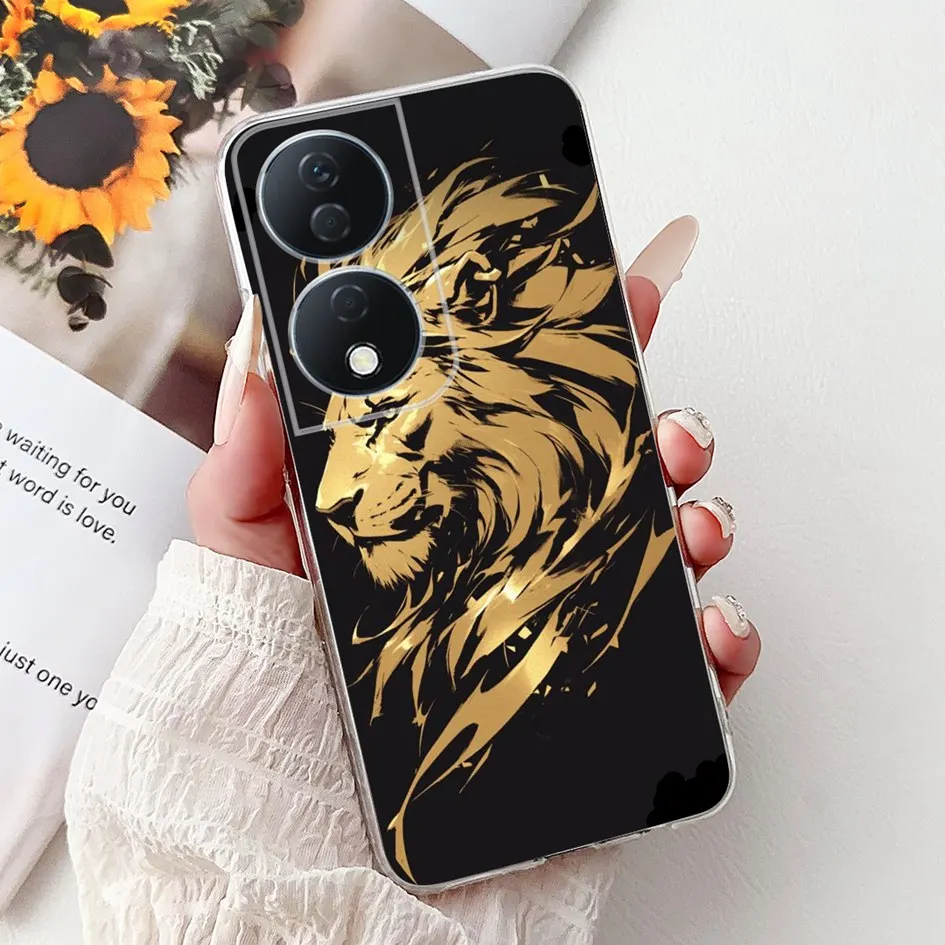 Colorful Flower Clear Silicone Phone Case for Honor X7b and Honor 90