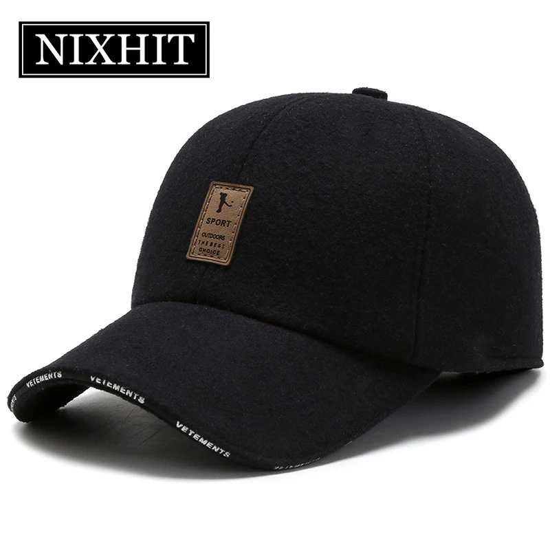 

NIXHIT Retro Winter Baseball Caps For Men Warm Man's Cap Ear Protection Earflaps Windproof Thicken Middle Elderly Dad Hat A190