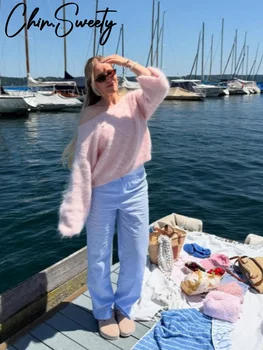 Elegante maglione allentato Homair da donna manica lunga solida monospalla pullover con collo slash 2025 maglioni caldi autunnali moda signora 1