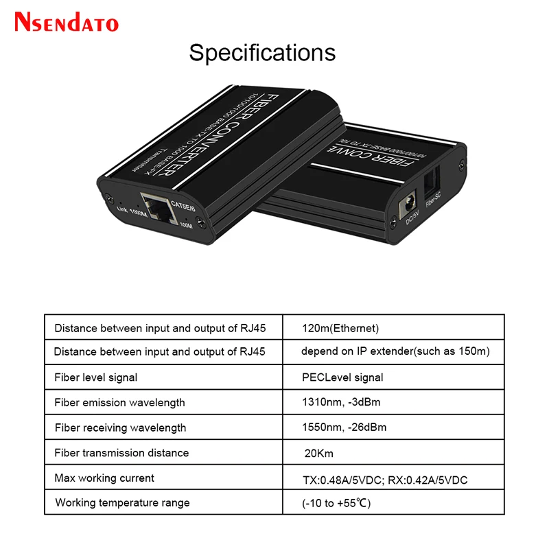 20km Fiber Optical Transmitter Receiver Transceiver 1000Mbps Fiber Optical Extender Gigabit Ethernet Transfer Switch Converter