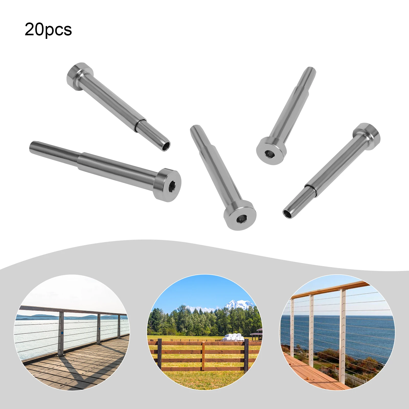 Cable Rails Reciver 2x4 Wood T316 Stainless Steel Cable Railing Kit Invisible Receiver ...
