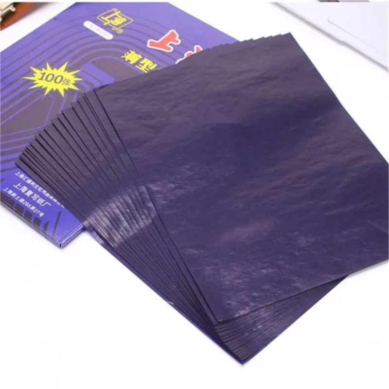100pcs/box A4 16K Blue Carbon Stencil Transfer Paper Double Sided Hand Pro Copier Tracing Hectograph Repro 18.5x25.5cm transfer carbon paper