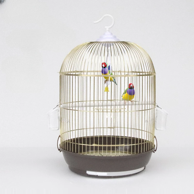 

Round Metal Bird Cages Cockatiel Large Budgie Myna Bird Cages Breeding Portable Courtyard Oiseaux Accessoires Pet House QF50NL