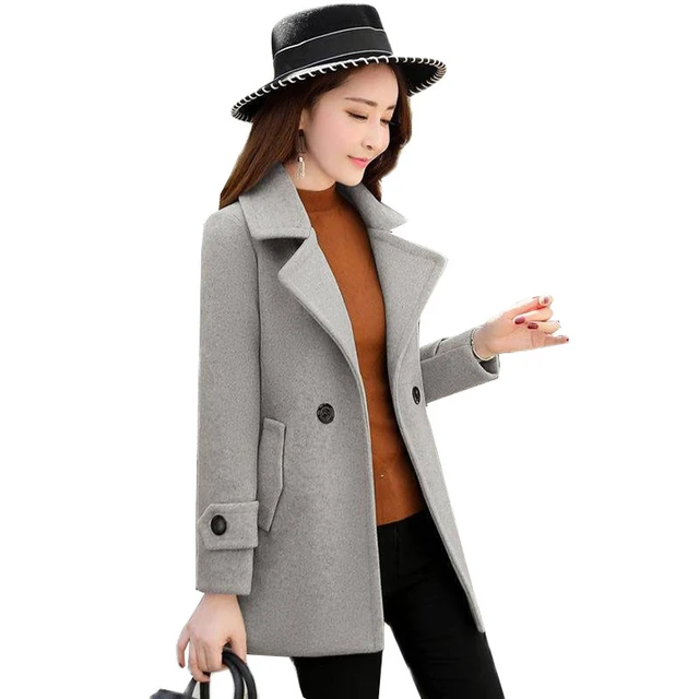 Abrigo de lana de longitud media para Mujer, abrigo ajustado de estilo  coreano, elegante, para otoño e Invierno, novedad de 2021 - AliExpress