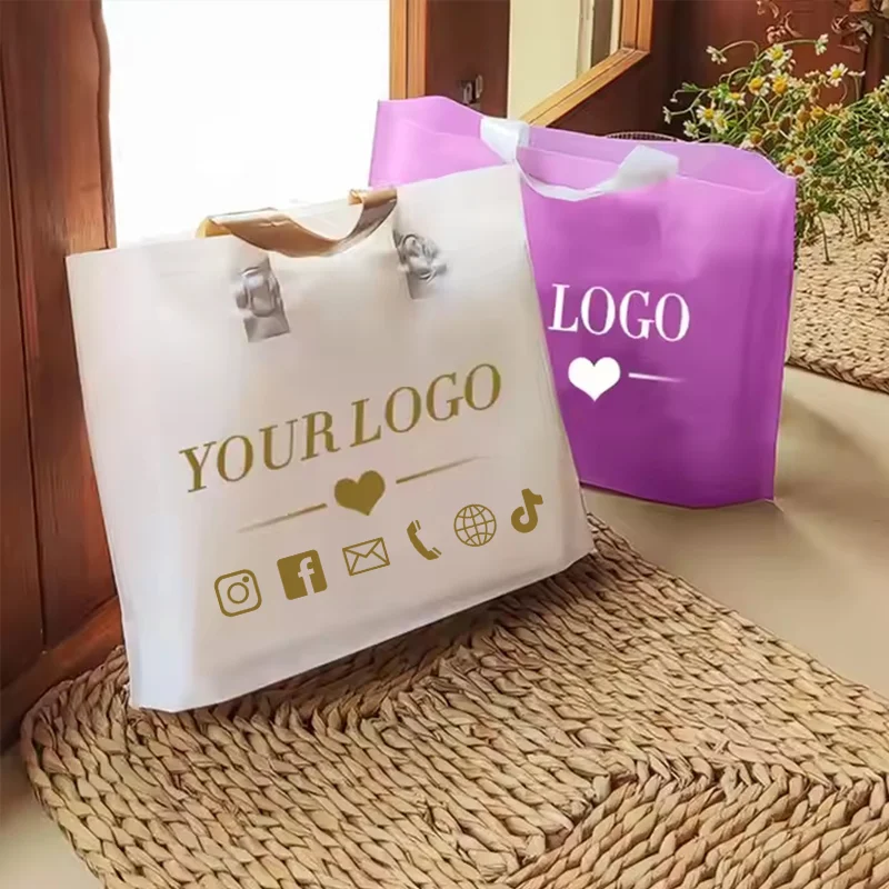50Pcs Customized gift bags for birthday party wedding plastic bags candy gift boxes for clothes packaging bags for printing logo 4