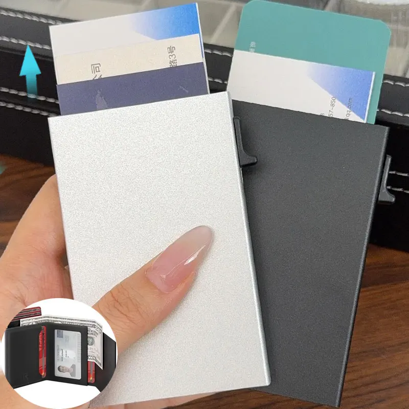 Sleek RFID-Blocking Minimalist Metal Cardholder Wallet