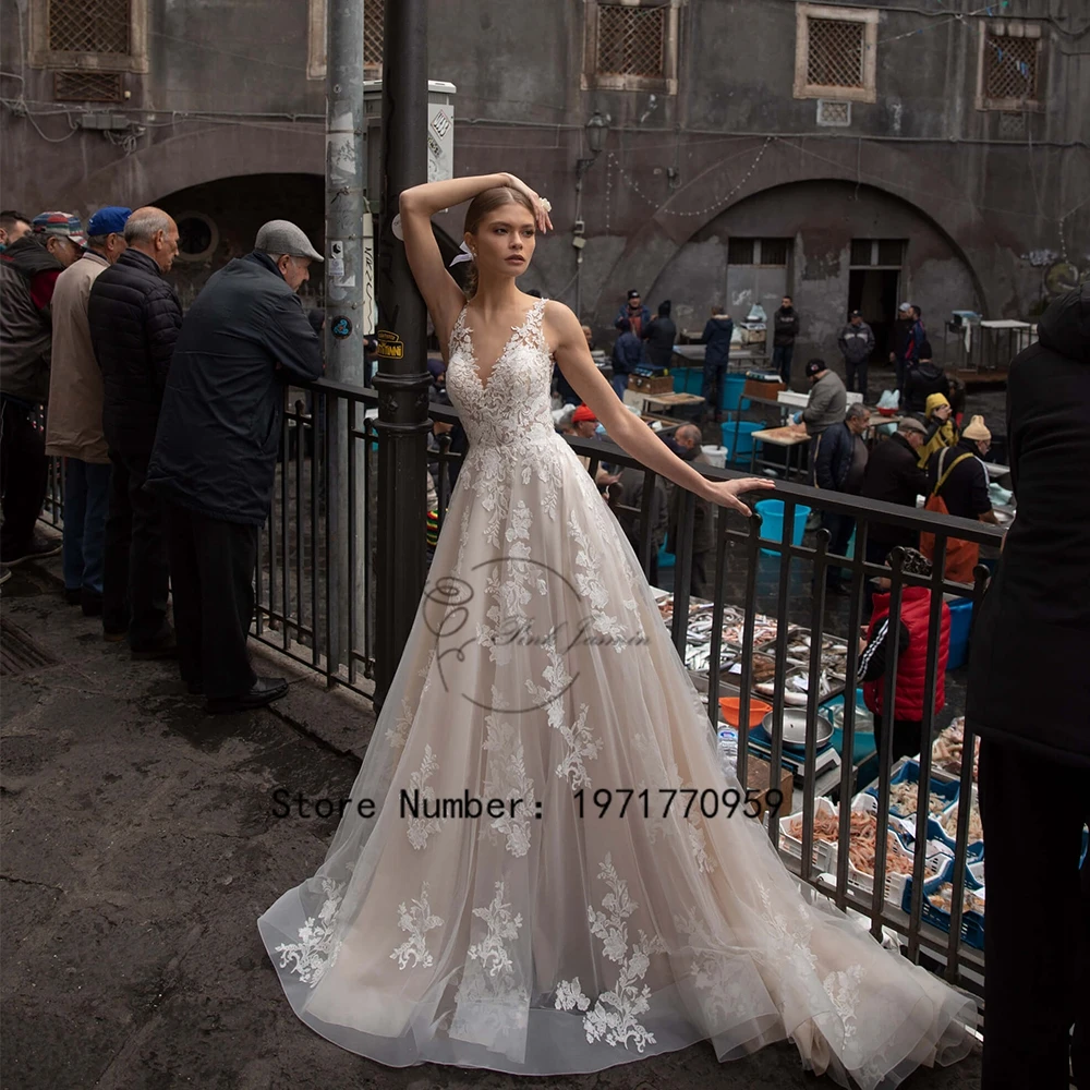 Sleeveless Maxi Tulle Regular Wedding Dress ezs2024-03