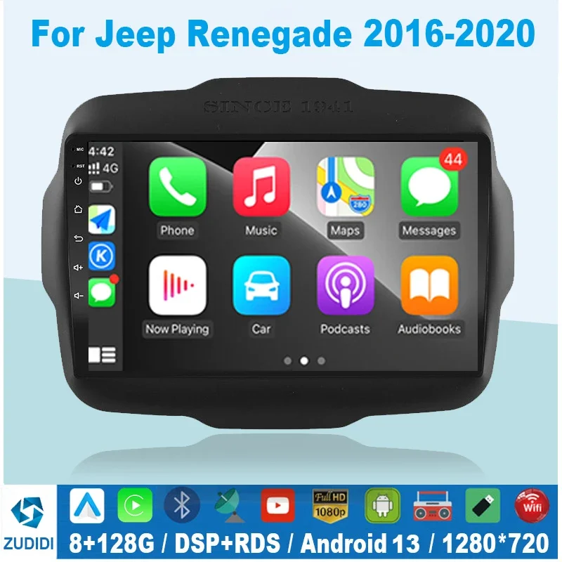 Android 13 4G Dsp Autoradio Android Auto Video Multimedia Player Per Jeep Renegade 2016-2020 Carplay 2Din Dvd Autoradio Gps
