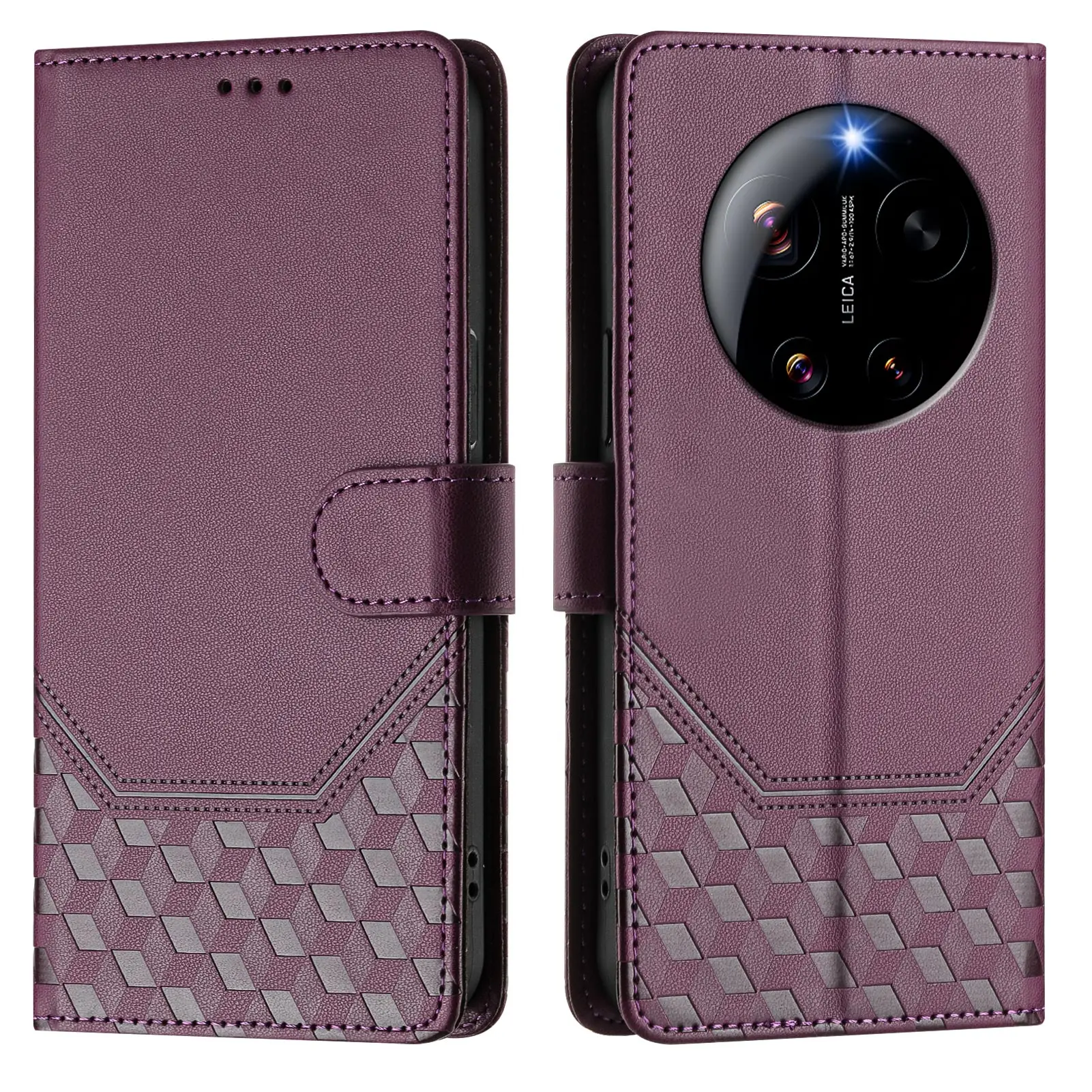 Classic Embossed Leather Flip Wallet Phone Case with Card Slot