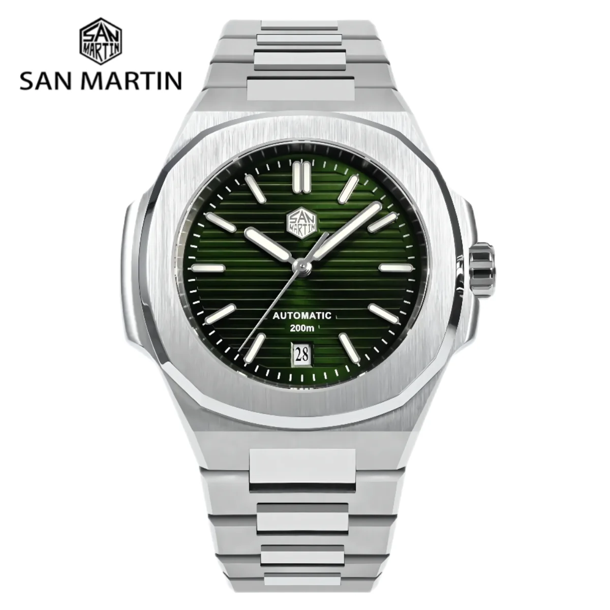 Orologio Da Polso San Martin Per Uomo Orologi Meccanici Impermeabili Bracciale Di Lusso Automatic Diver Retro Classic 20Bar Luminoso Sn0075