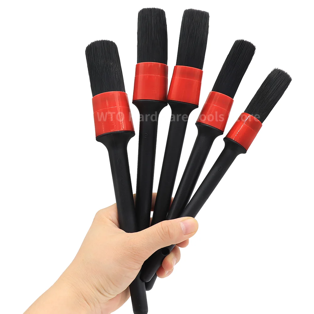 5 Pieces Car Cleaning Boar Bristles Car Detailing Brush Set, Wash Interior Detailing Brushes Brush Set for Auto
